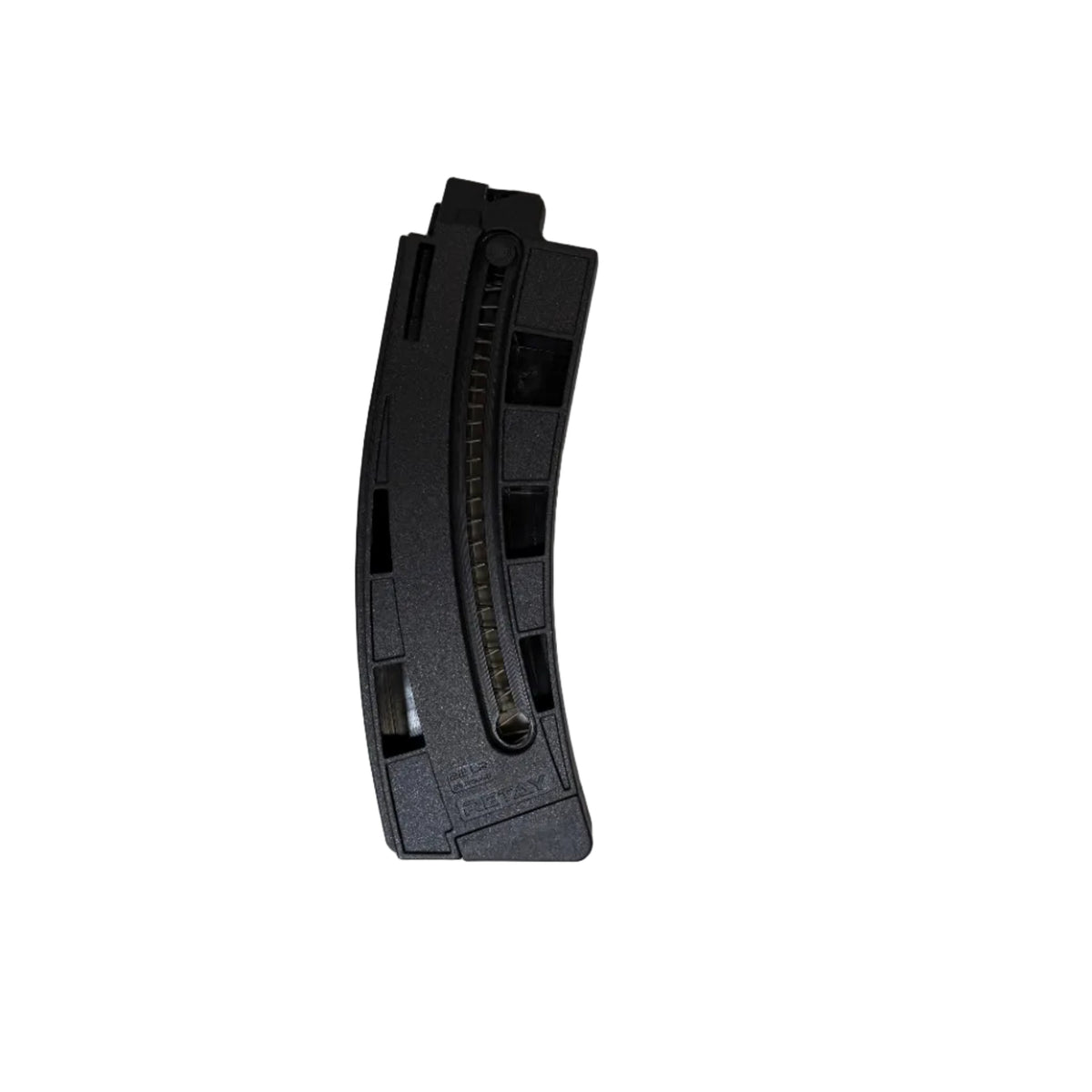 Black plastic component on a white surface